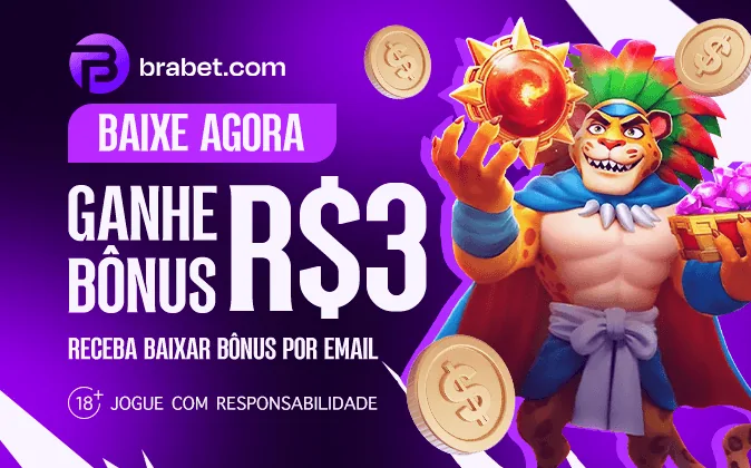 Banner roxo da Brabet que anuncia bônus de R$ 3 para quem baixar o aplicativo
