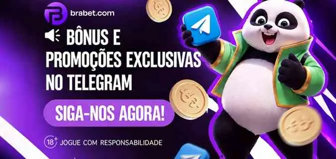 Banner da Brabet que convida a seguir o canal de promoções no Telegram
